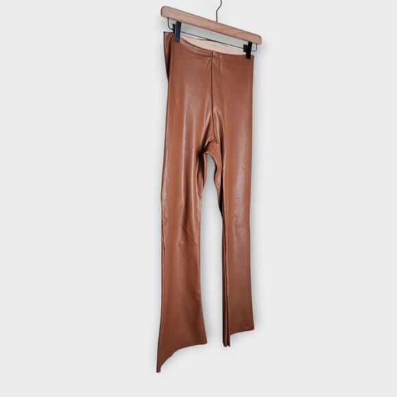 Commando High Rise Flared Faux Leather Pull On Pants Brown Tan Women’s Medium - Picture 3 of 5